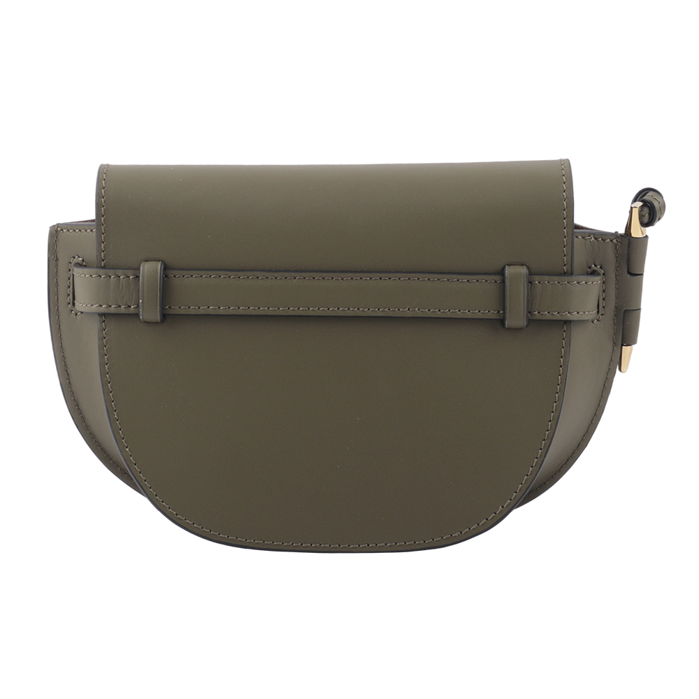 【LOEWE】Gate Mini 新款柔軟小牛皮緹花背帶馬鞍斜背/腰包(秋天綠) A650N46X13 4357
