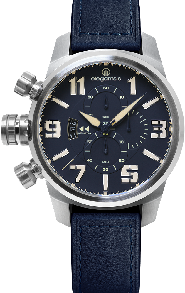 萬年鐘錶 - elegantsis 愛樂時    空軍-陸海空三軍大錶徑三眼皮革款男錶 ELJF48QS-OU06LC  錶徑48MM