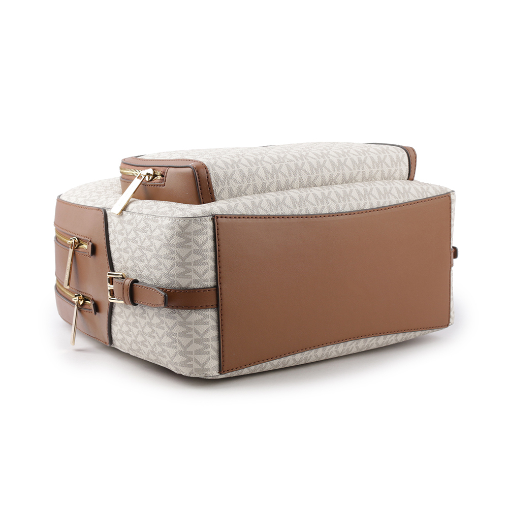 【Michael Kors】Jaycee 金字塗層帆布拉鍊口袋大款後背包(香草色) 35S2G8TB7B VANILLA