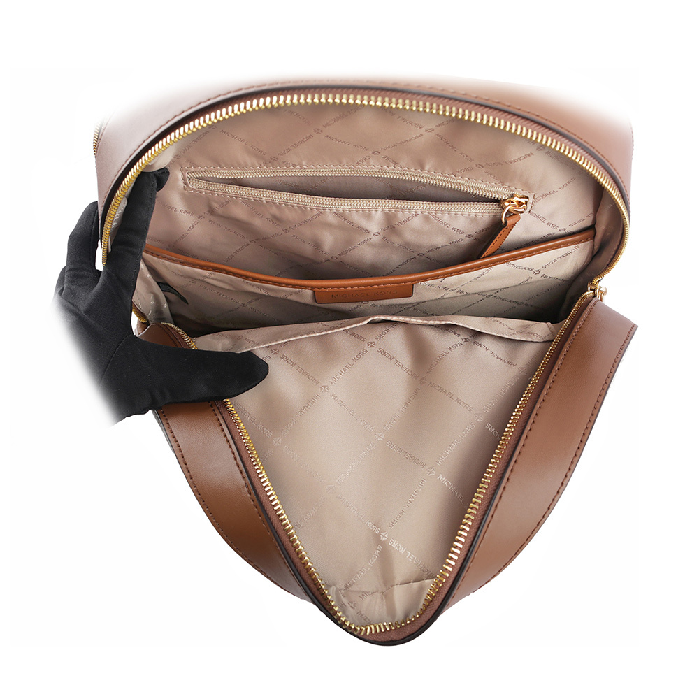 【Michael Kors】Jaycee 金字塗層帆布拉鍊口袋大款後背包(香草色) 35S2G8TB7B VANILLA