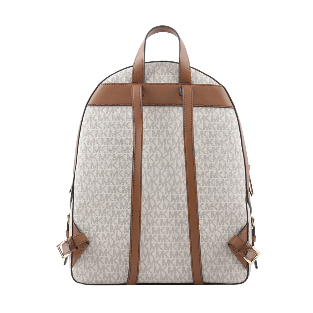 【Michael Kors】Jaycee 金字塗層帆布拉鍊口袋大款後背包(香草色) 35S2G8TB7B VANILLA