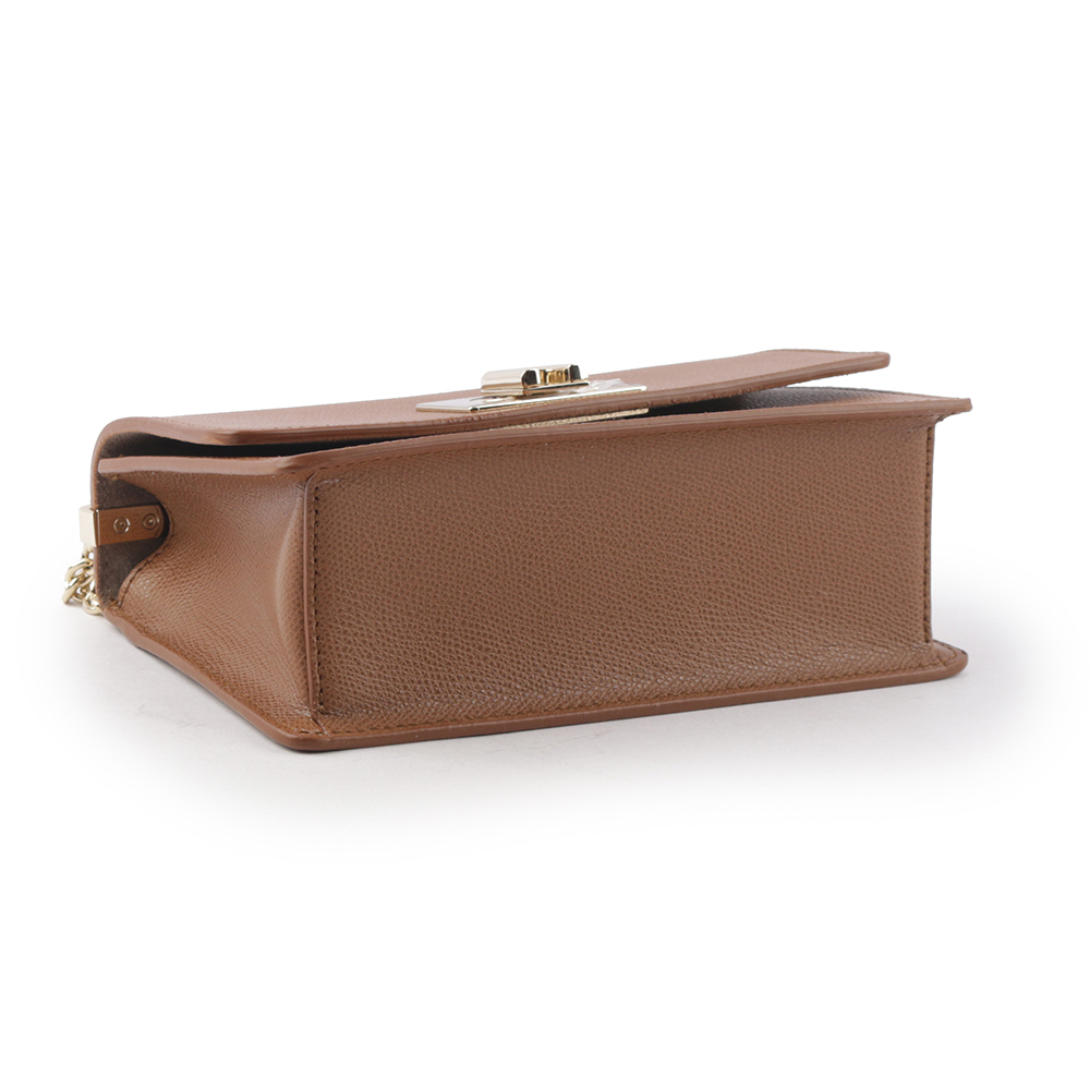 【FURLA】1927 拱門轉釦迷你翻蓋鏈帶二用包(白蘭地酒色) BAFKACO ARE000 03B00