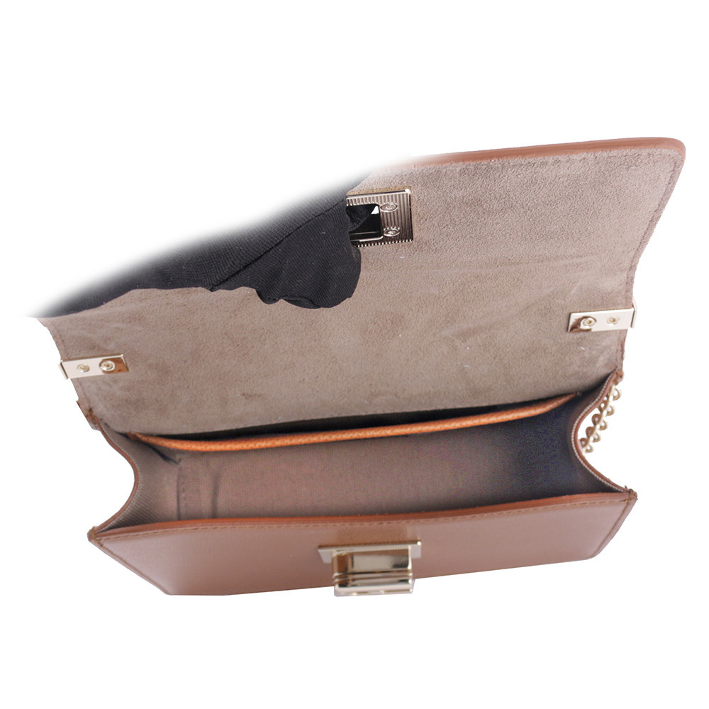 【FURLA】1927 拱門轉釦迷你翻蓋鏈帶二用包(白蘭地酒色) BAFKACO ARE000 03B00