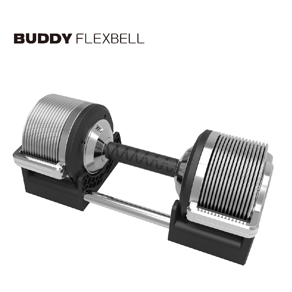 [台灣 Buddy Fitness] 可調式啞鈴 抛光銀32kg/1kg
