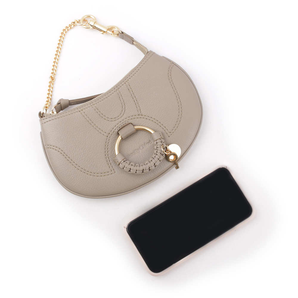 【SEE BY CHLOE】HANA 山羊皮勾釦手提包(灰色) CHS23APB2330523W