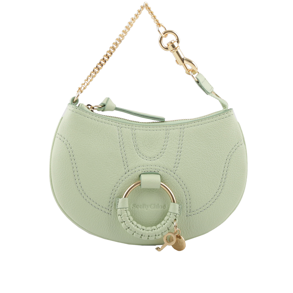 【SEE BY CHLOE】HANA 山羊皮勾釦手提包(松綠色) CHS23APB23305362