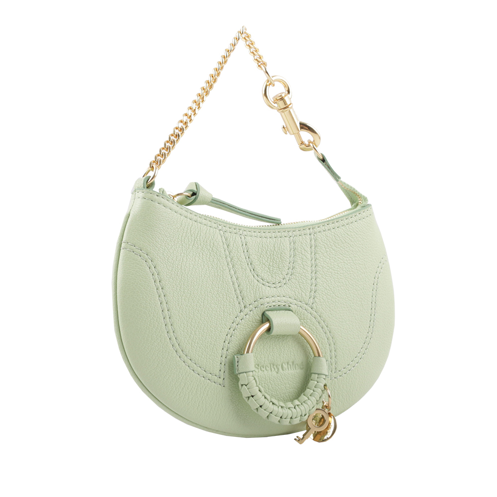 【SEE BY CHLOE】HANA 山羊皮勾釦手提包(松綠色) CHS23APB23305362