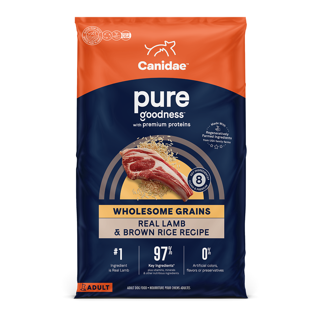 Canidae Pure Dry Dog Food Grain Free Lamb + Sweet Potato Recipe 4lb/12lb/22lb
