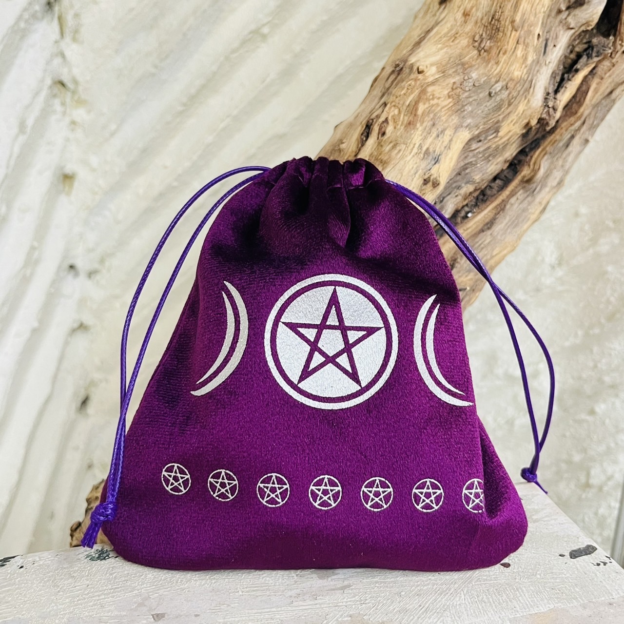 [原石] 天鵝絨魔法圖騰 水晶收納袋 生命之花、三相月、荷魯斯之眼、梅塔特隆