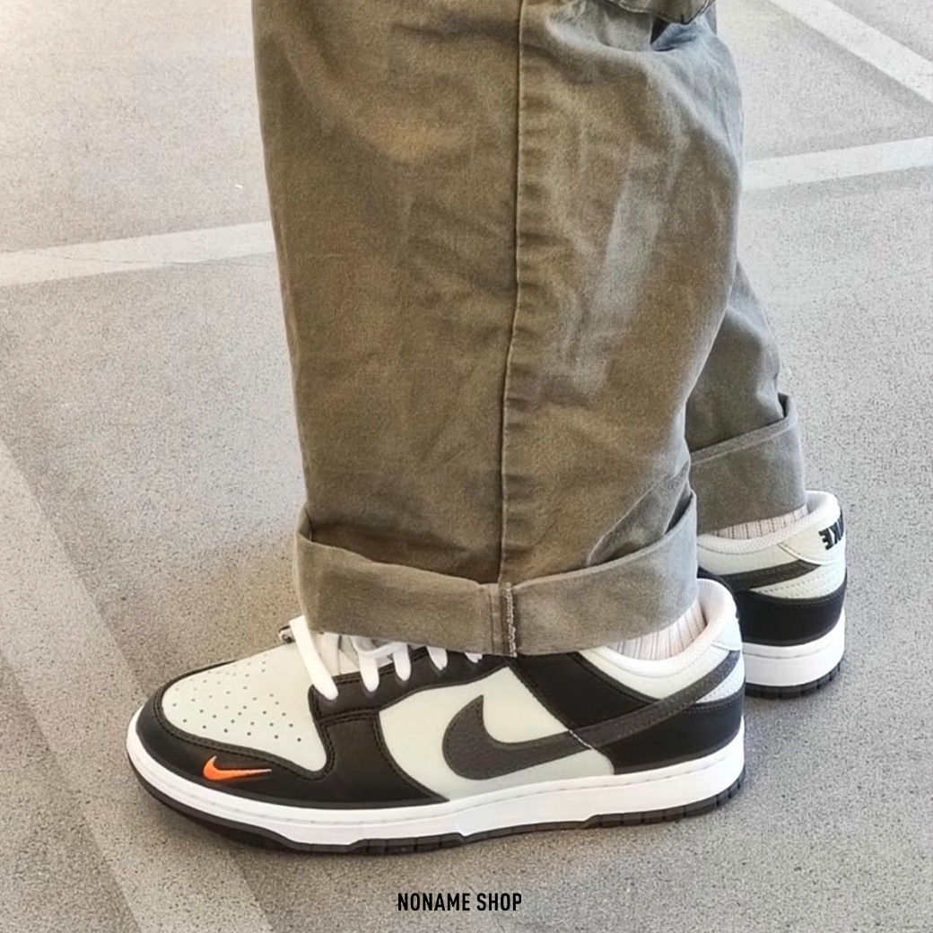 NIKE DUNK LOW 刺繡 小橘勾 黑灰 (男款)