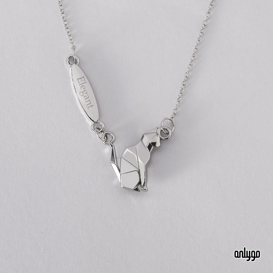 動物折り紙ネックレス - 猫 (Elegant)
