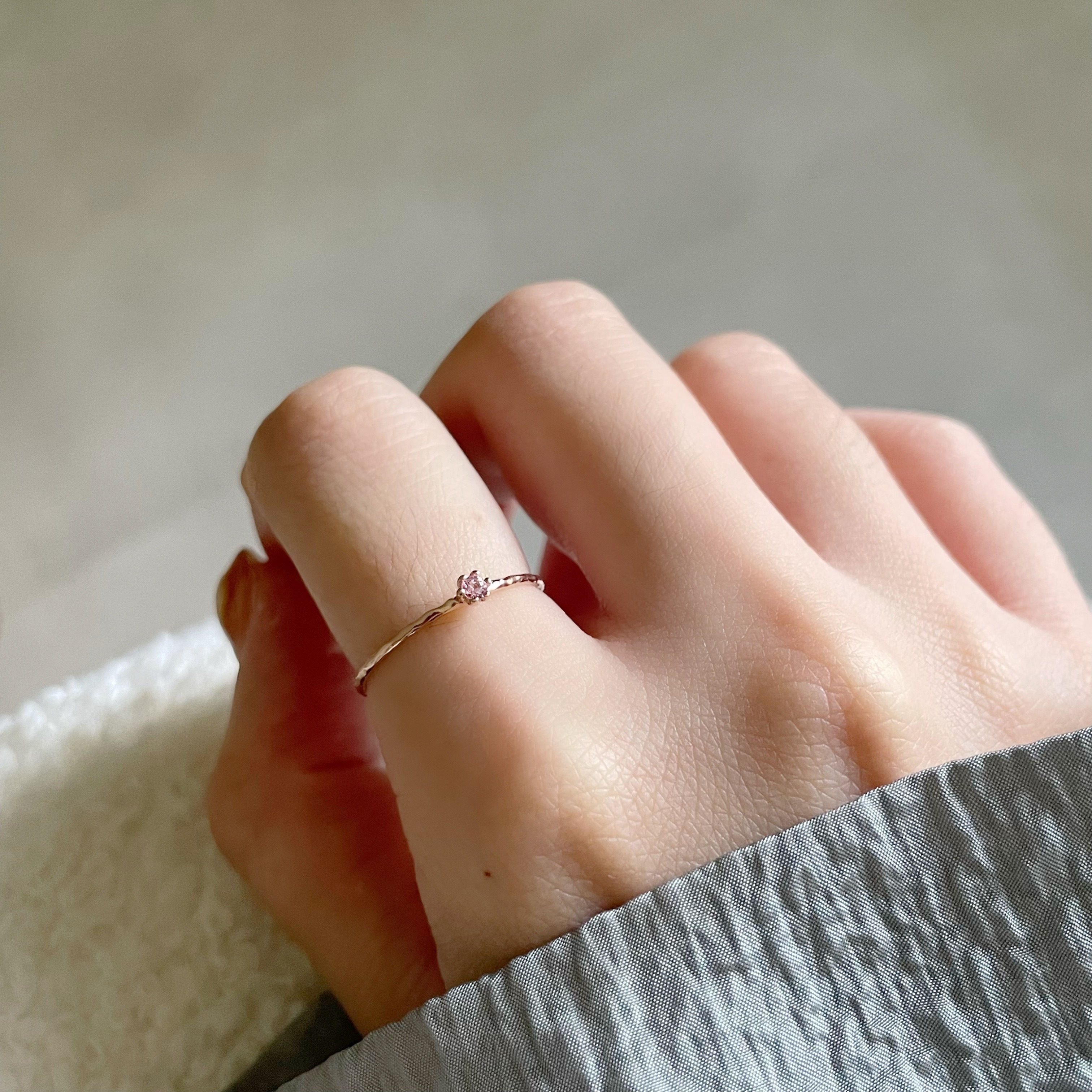 mini六爪粉色藍寶石戒指