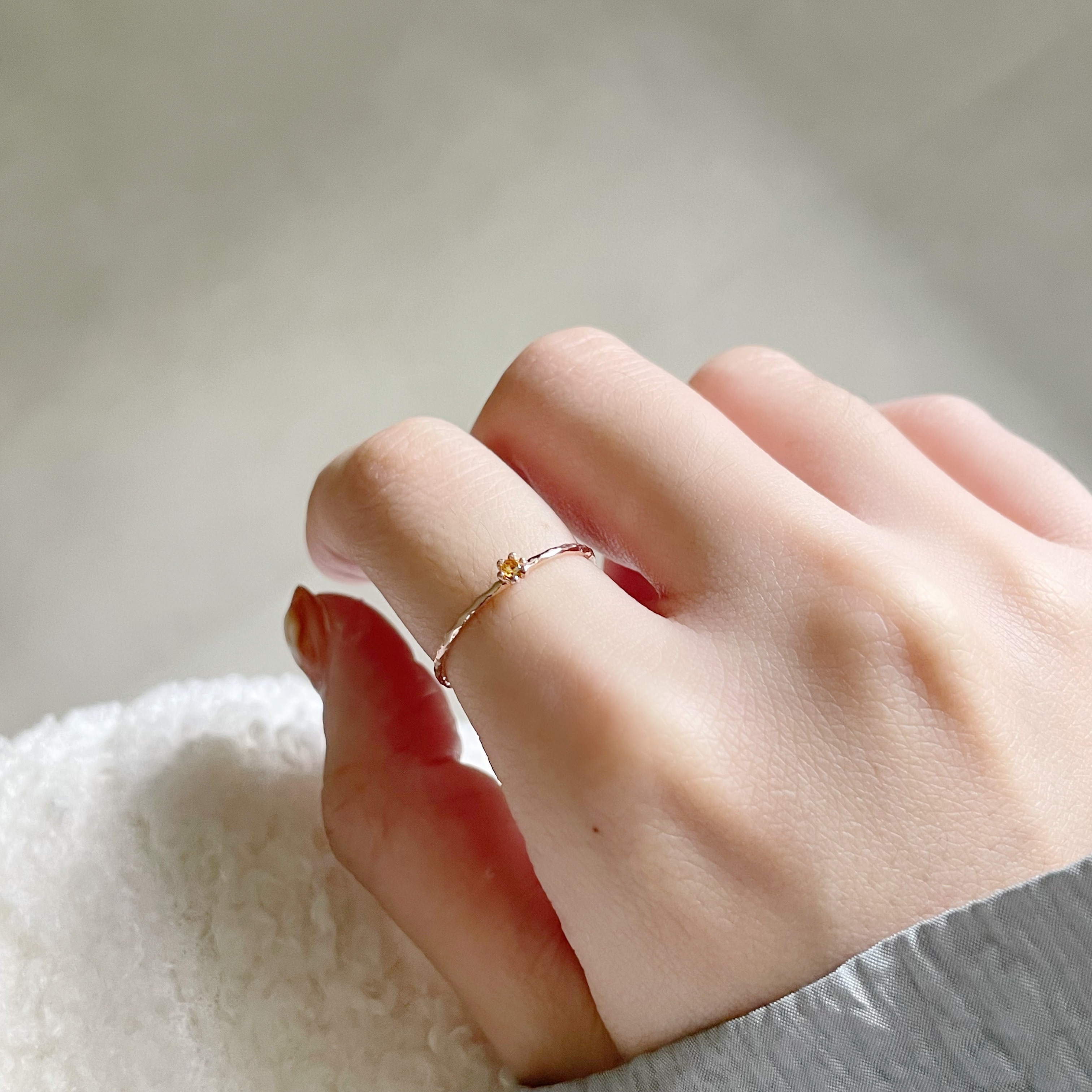 mini六爪橘色藍寶石戒指