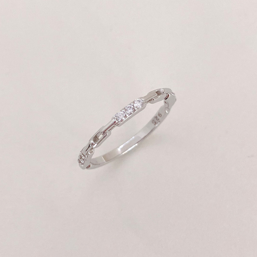 金銀鎖鏈環 純銀戒指