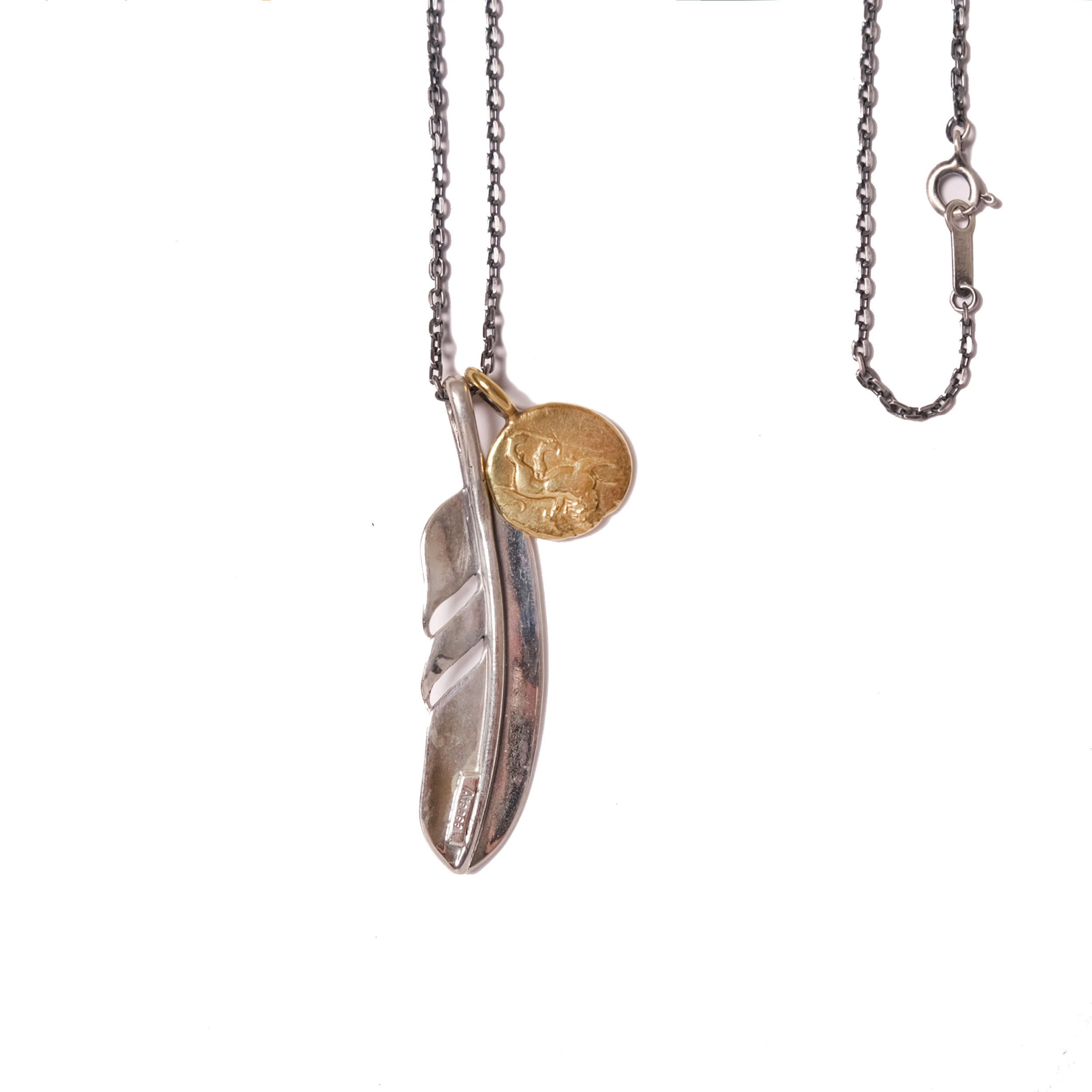 Atease - FEATHER COIN NECKLACE