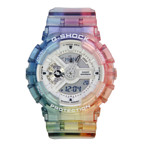 客製G-Shock手錶 GA-110MW-7A 配染色彩虹帶殼套裝