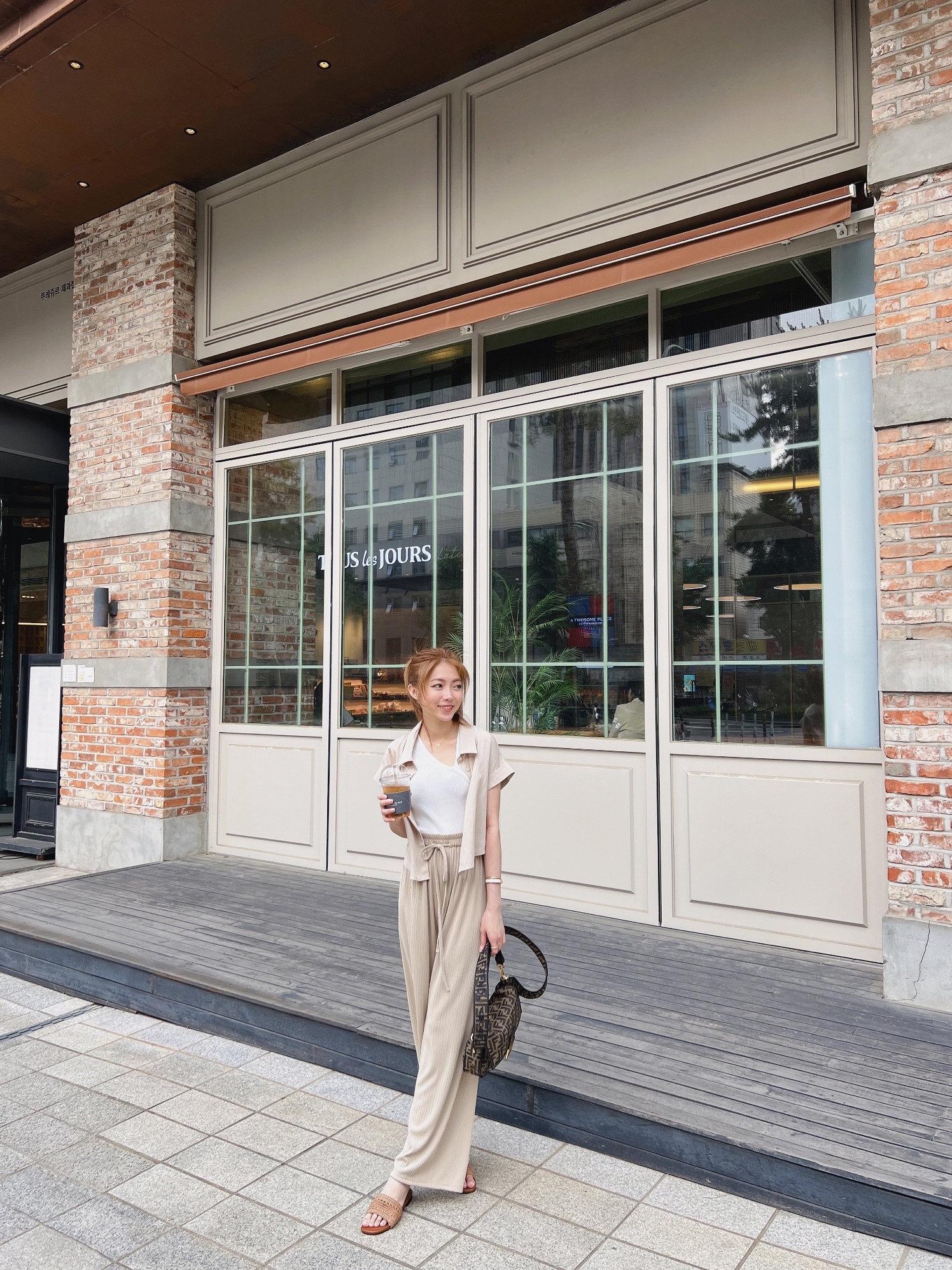 舒服喔膩家細直紋綁帶寬褲