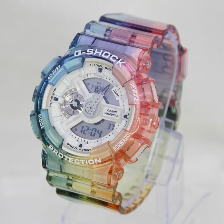 客製G-Shock手錶 GA-110MW-7A 配染色彩虹帶殼套裝