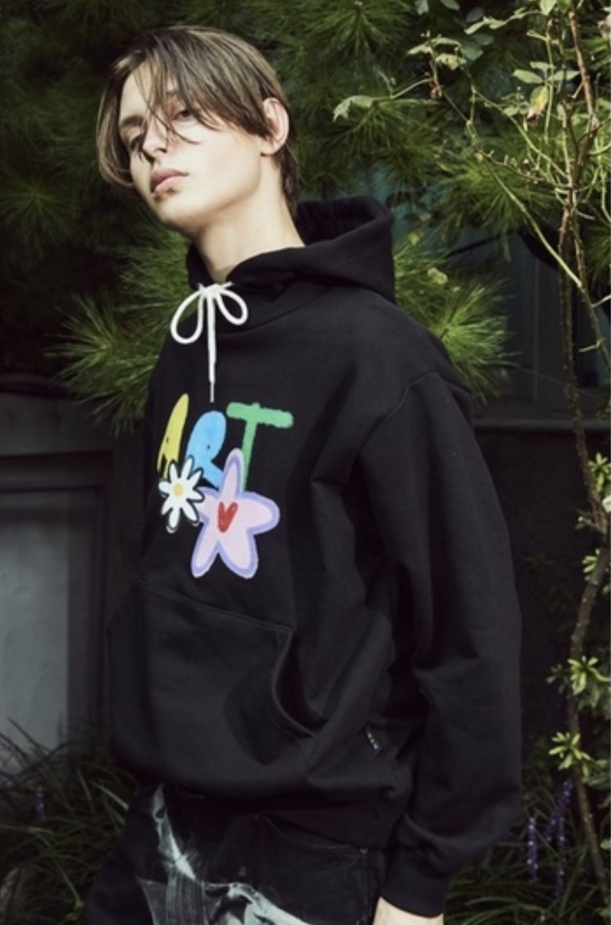Misterchild 塗鴉小花ART印花帽TEE 帽T hoodie 長袖 韓國代理品牌