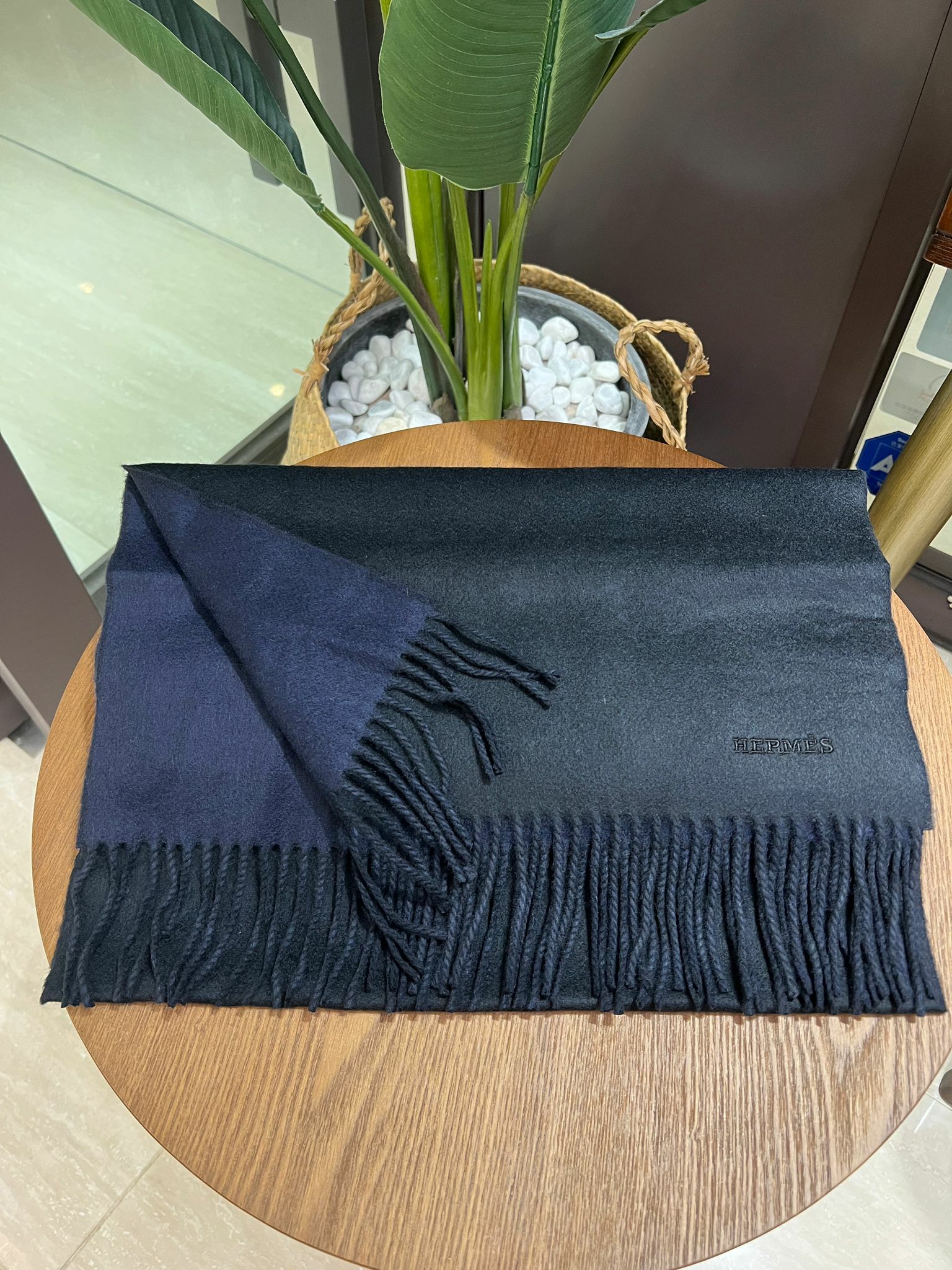 Scarf 100% cashmere 40x160cm noir / dark blue