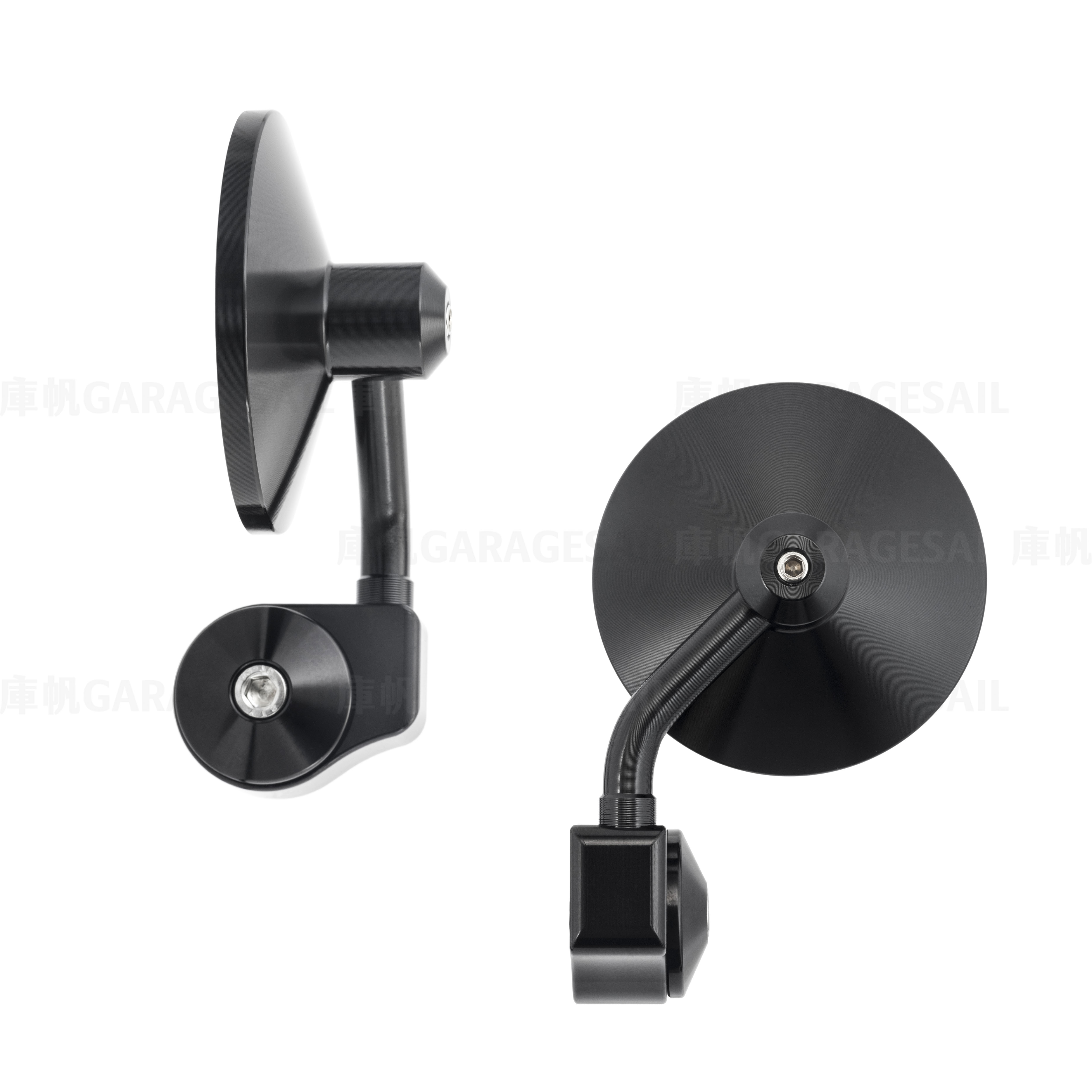 水冷凱旋專用 把手端 後照鏡 3吋圓 超短桿 - 黑