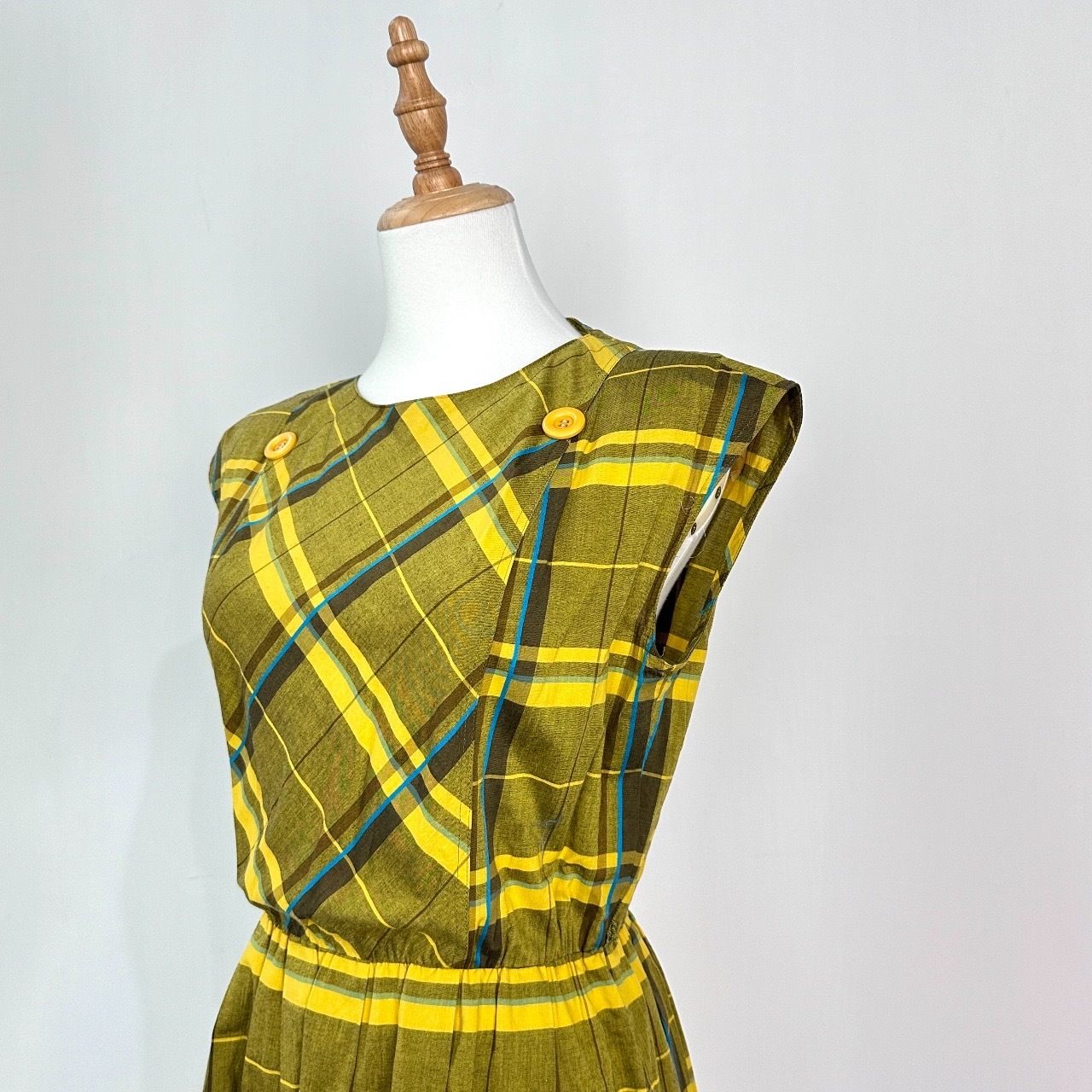 日本製黃色格紋連身裙