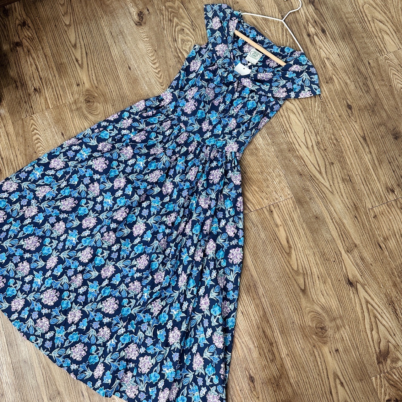 Laura Ashley 80s 水手領藍花古著連身裙