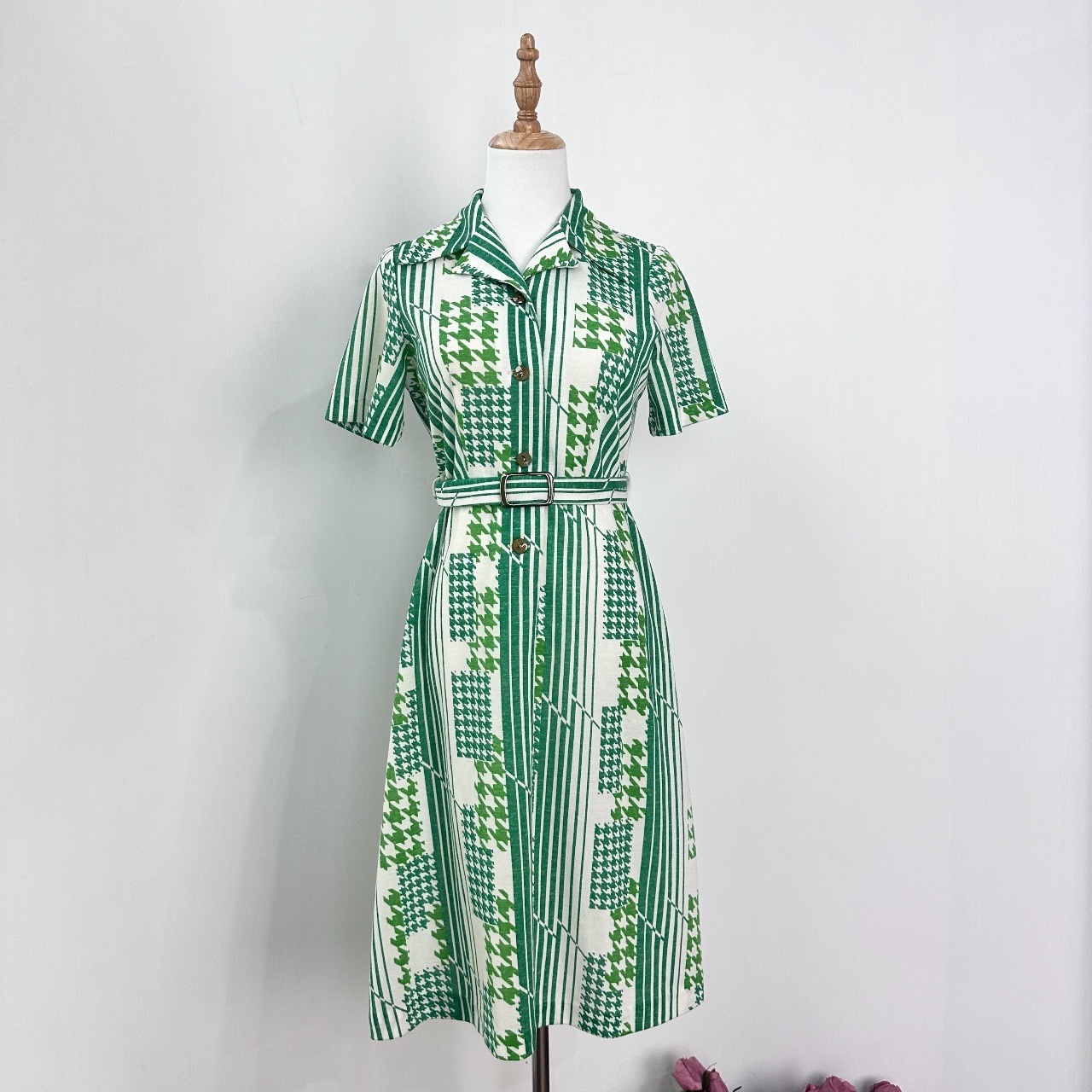 日本製清新綠色田園風連身裙