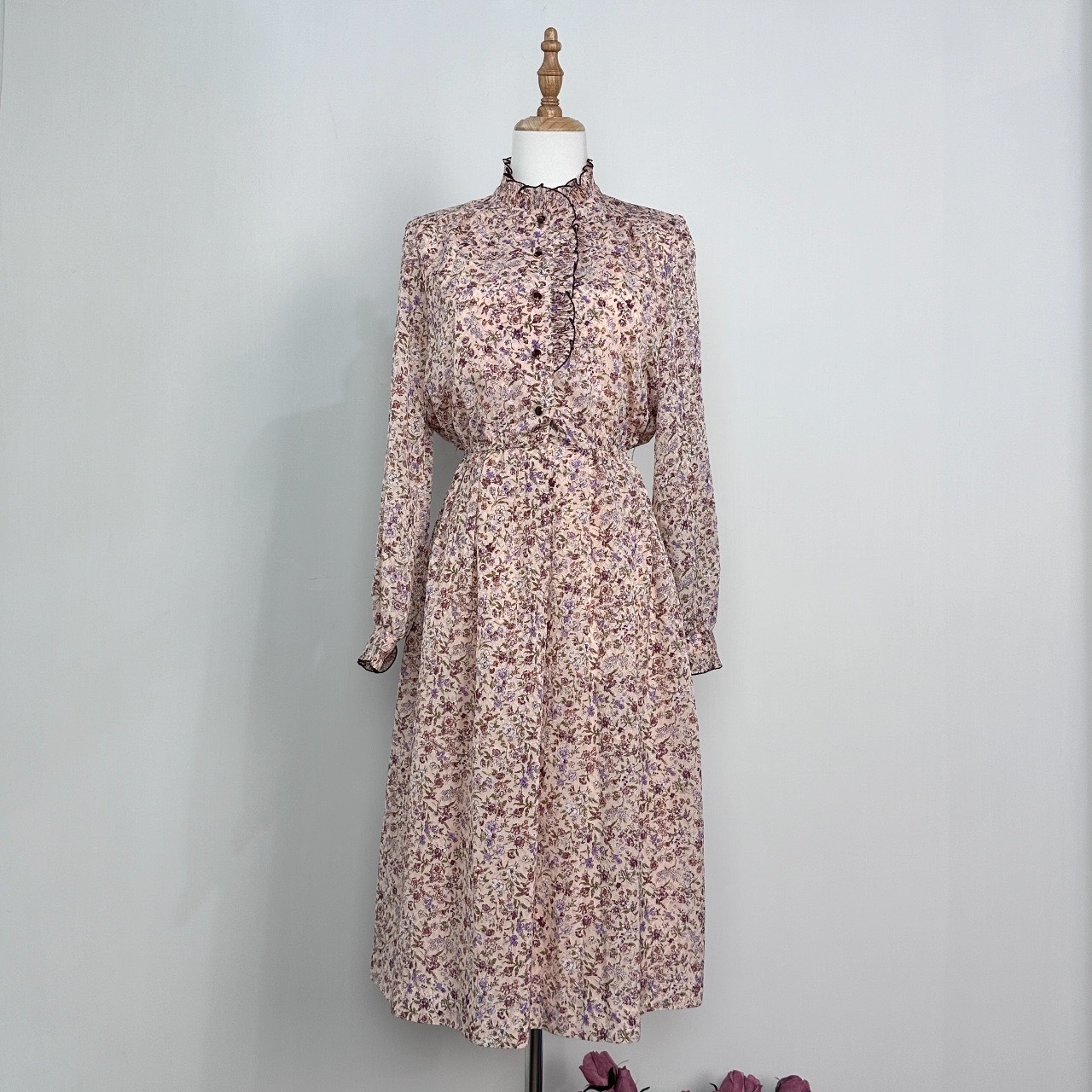 日本製櫻花粉紅碎花連身裙