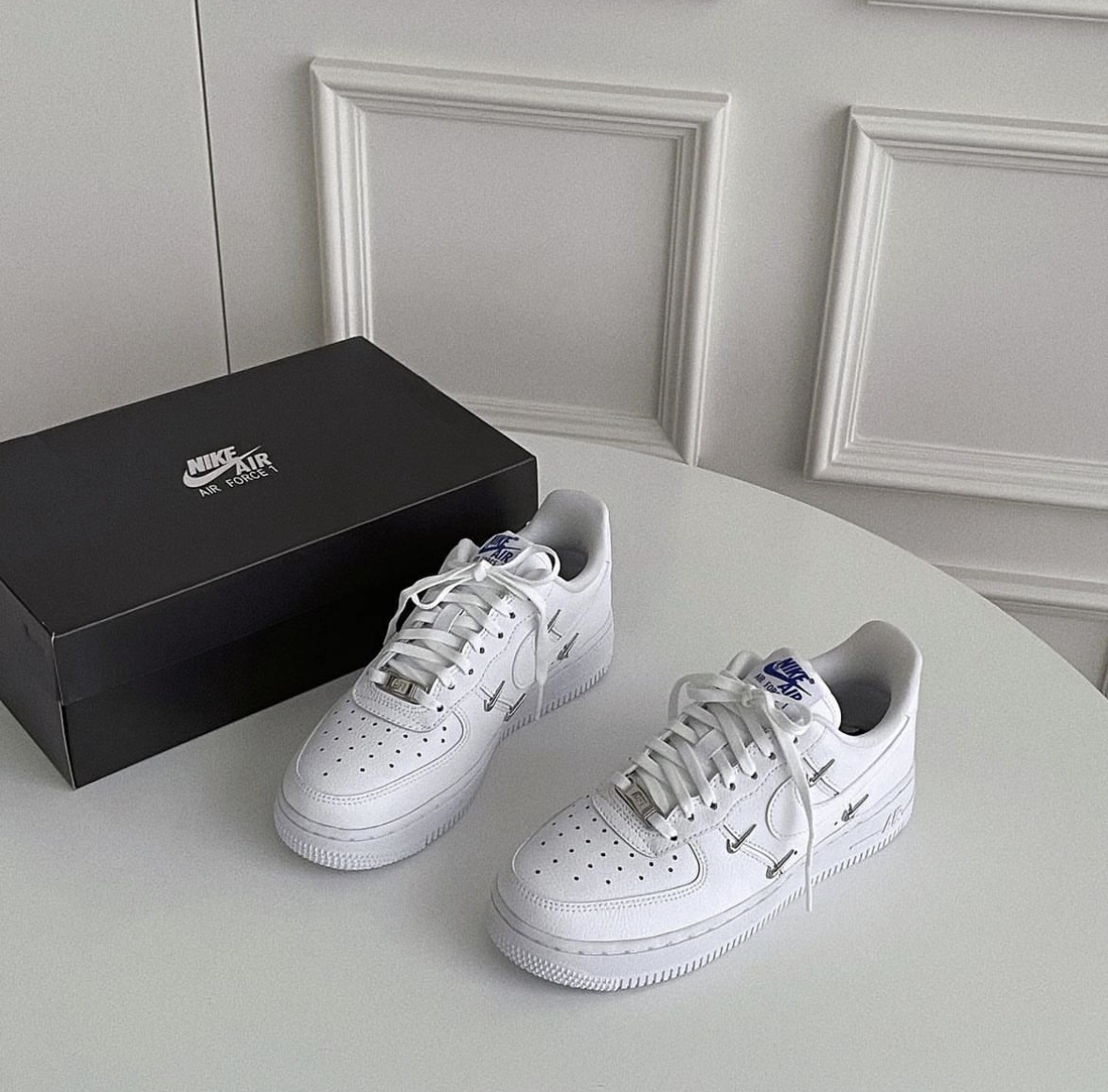 Nike Air Force 1 白色 全白 小銀勾 銀鞋扣 泫雅同款 四勾 藍白 CT1990-100/預購