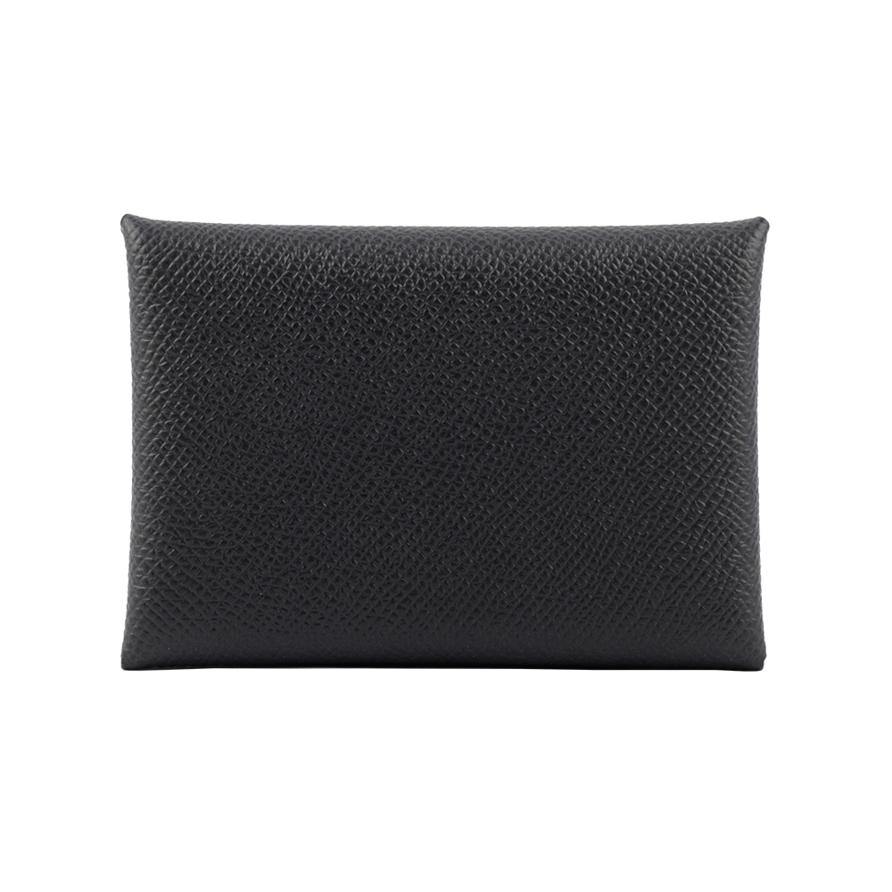 【HERMES】Calvi Duo Epsom皮釦式卡片夾/零錢包(黑色) H083035CK89