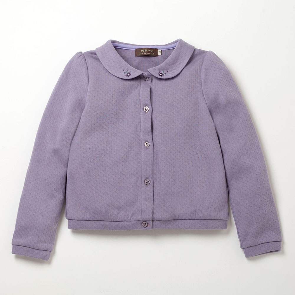 PIPPY優雅緹花小翻領針織外套 紫