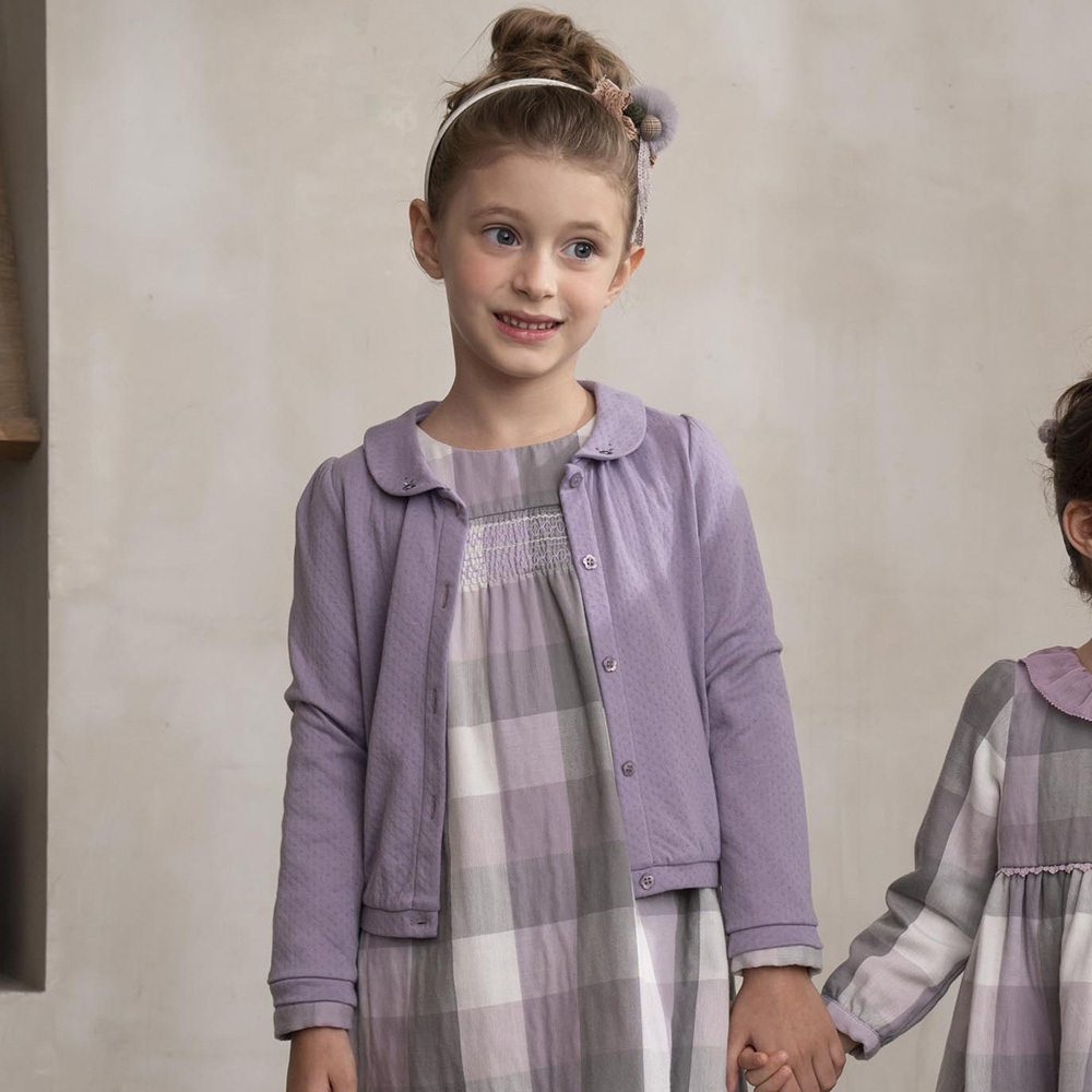 PIPPY優雅緹花小翻領針織外套 紫