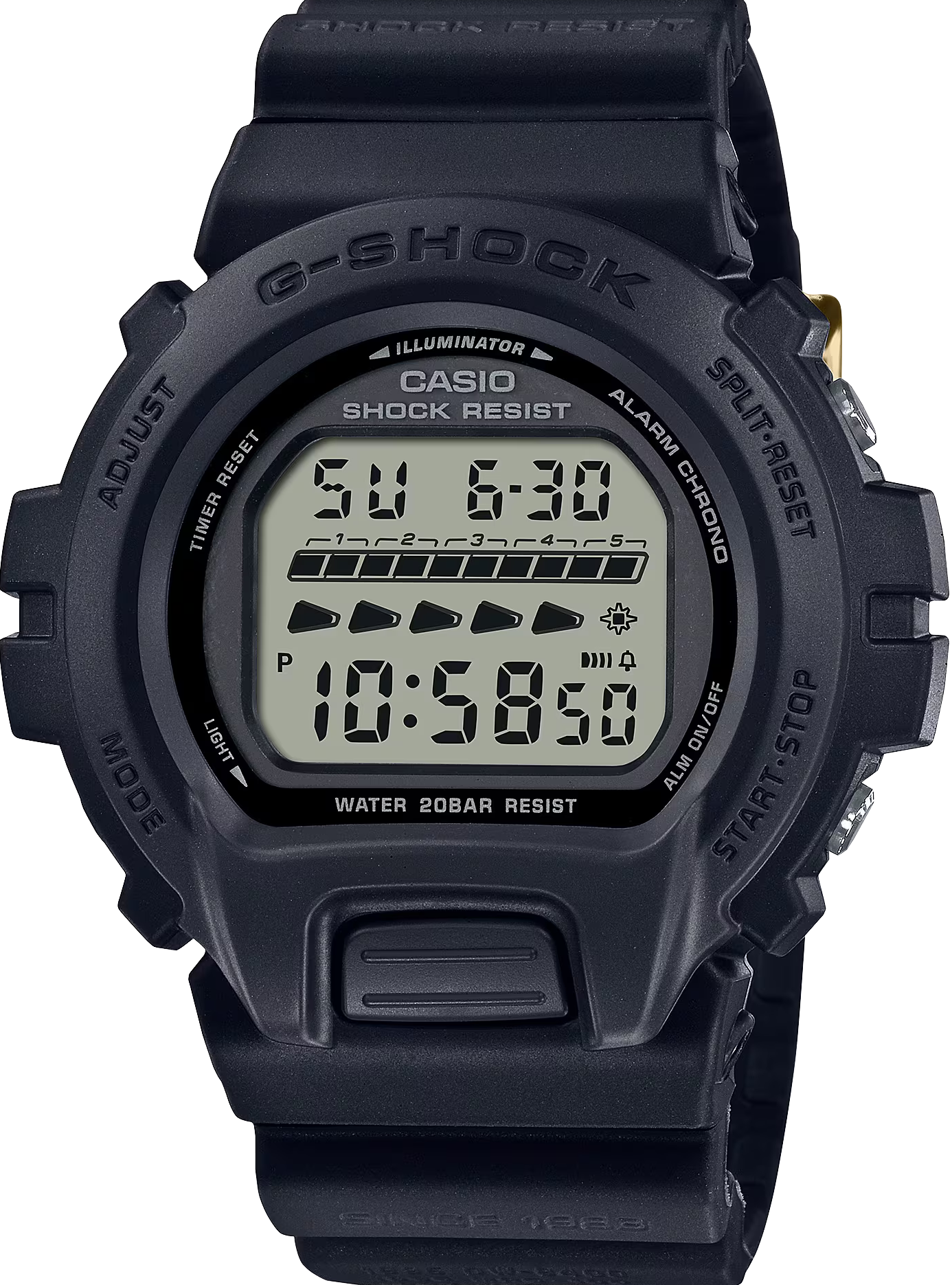 萬年鐘錶 - G-SHOCK 40週年限定經典里程碑復刻百搭黑數位系列運動電子錶  DW-6640RE-1  錶徑 : 50mm