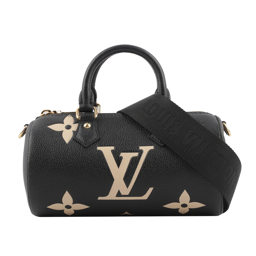 【Louis Vuitton】Papillon BB Monogram 雙色牛皮迷你圓筒包
