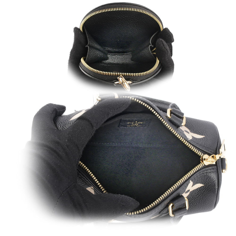 【Louis Vuitton / LV】Papillon BB Monogram 雙色牛皮迷你圓筒包(黑色/米色) M45980