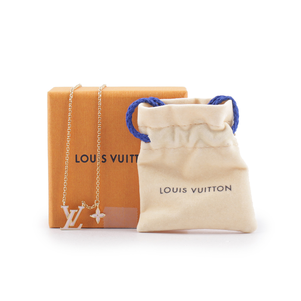 【Louis Vuitton / LV】LV Iconic 標誌及花卉琺瑯項鍊(淺粉色) M01215