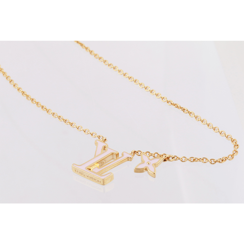 【Louis Vuitton / LV】LV Iconic 標誌及花卉琺瑯項鍊(淺粉色) M01215