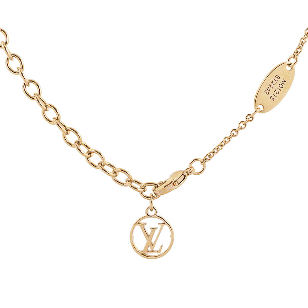 【Louis Vuitton / LV】LV Iconic 標誌及花卉琺瑯項鍊(淺粉色) M01215