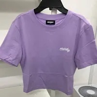 [S] NERDY W'S CURSIVE LOGO CROPPED S/S T-SHIRT (SLIM FIT),LIGHT PURPLE, PNES23KG093605 (SN298)