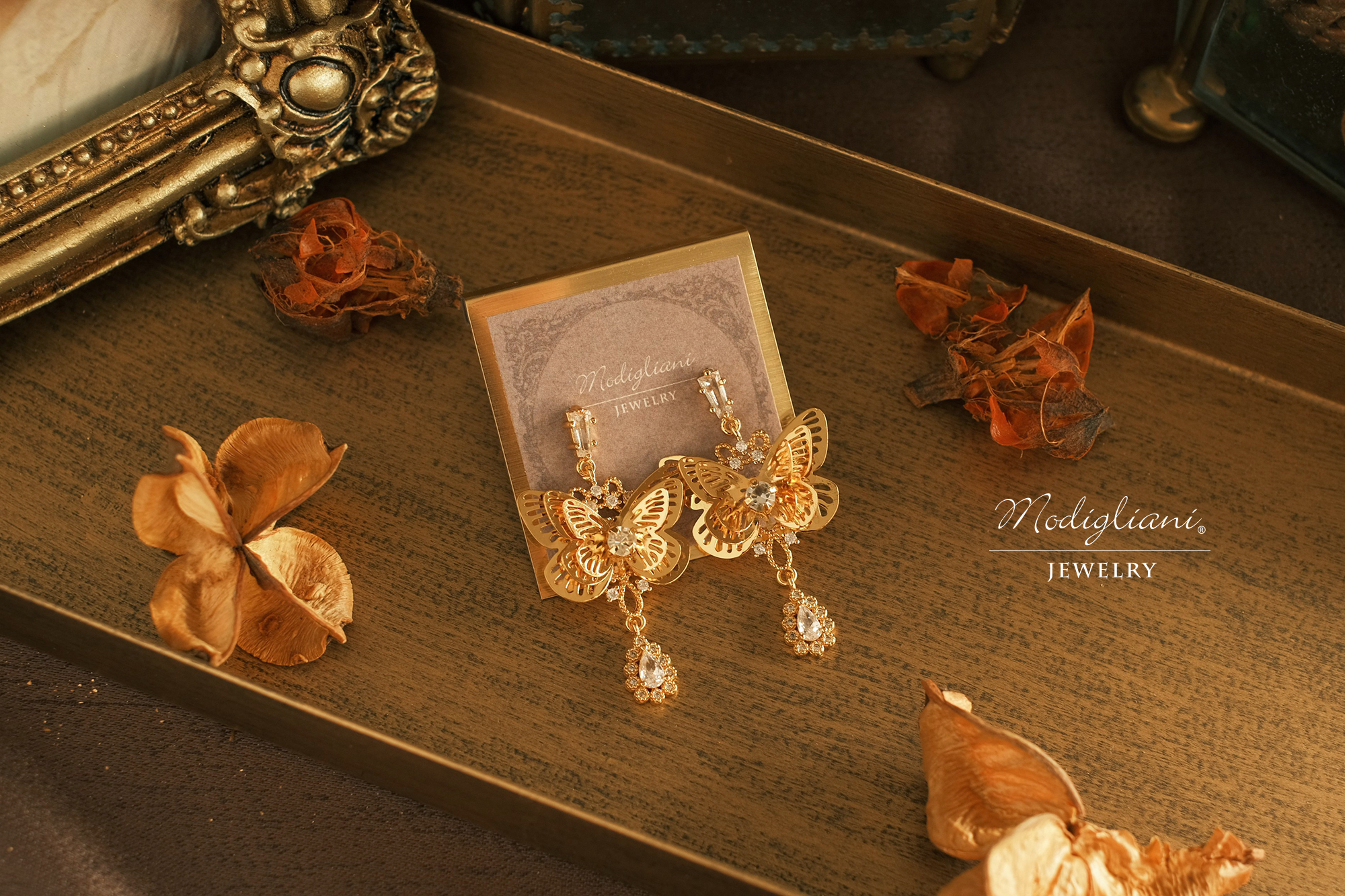 黃銅飾品,黃銅,耳環,蝴蝶,森林系,氣質,18K金,鋯石,精緻