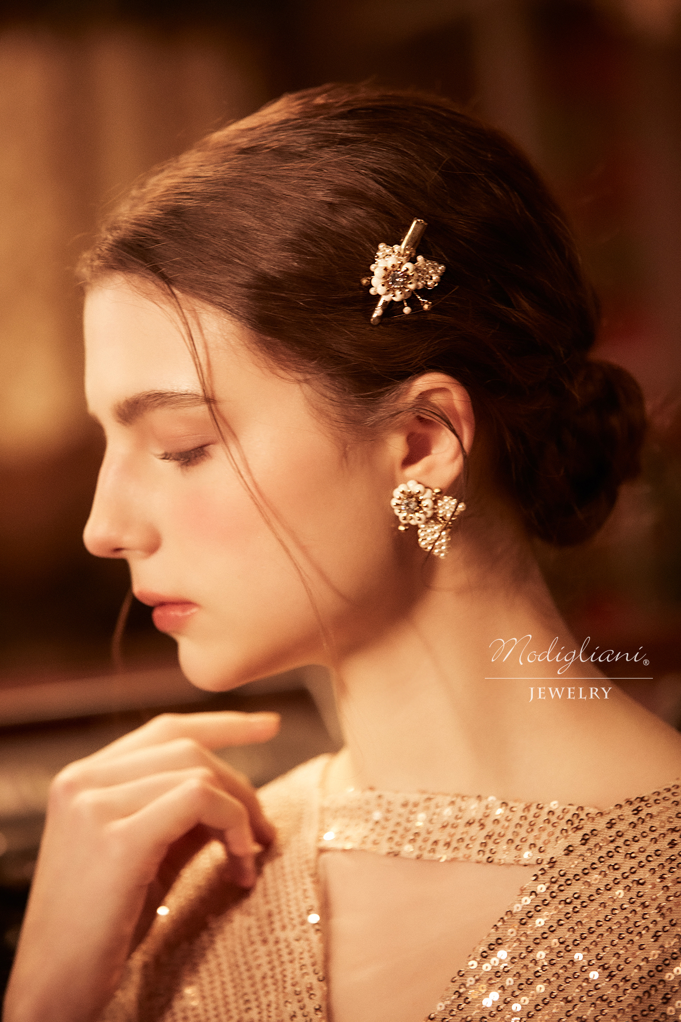 黃銅飾品,髮夾,飾品,黃銅,繁複,鋯石,施華洛世奇水晶珍珠,花草,氣質