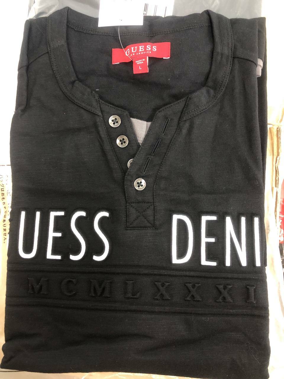 [S] GUESS SS EDGAR SOLID HENLEY,JET BLACK, X0BP13KBTT0 (SGU422)