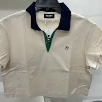 [S] NERDY X MONTANA W'S PIQUE POLO CROPPED S/S T-SHIRT (OVER FIT),CREAM, PNEU23KT330204 [FINAL SALE] (SN314)