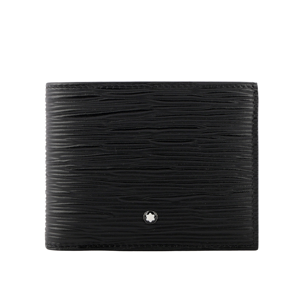 【MONTBLANC 萬寶龍】Meisterstuck 4810 系列牛皮6+2卡對開短夾(黑色) 130926