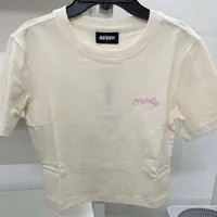 [S] NERDY W'S CURSIVE LOGO CROPPED S/S T-SHIRT (SLIM FIT),CREAM, PNES23KG090204 (SN316)