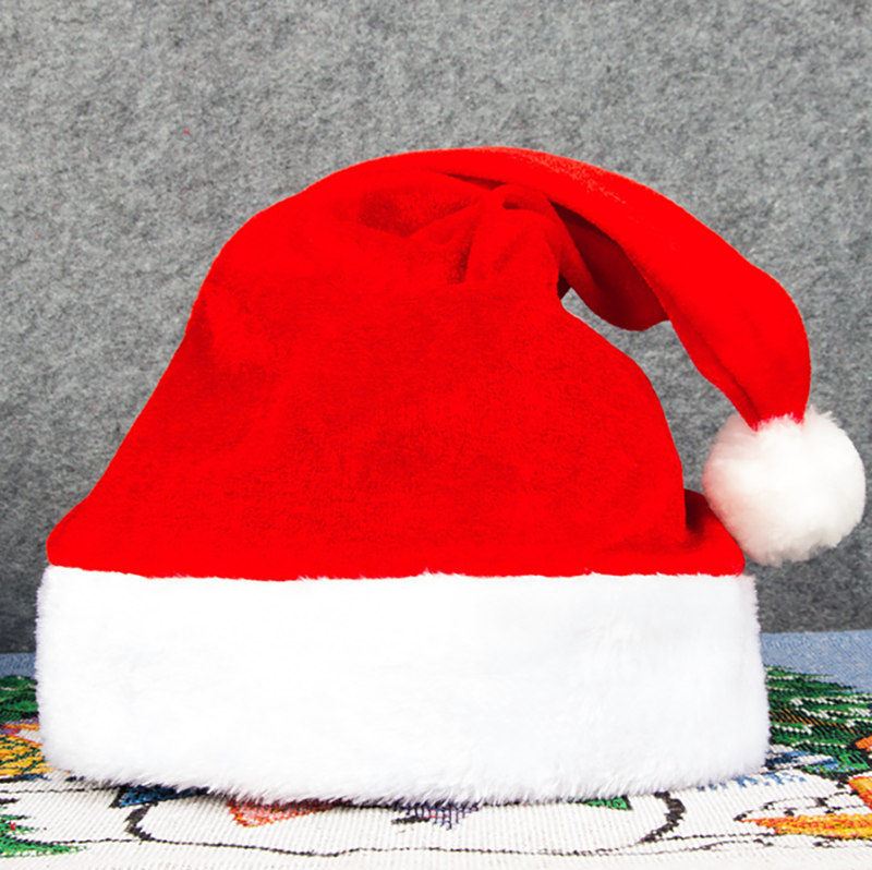 聖誕節紅色金絲絨毛絨聖誕帽 H2938