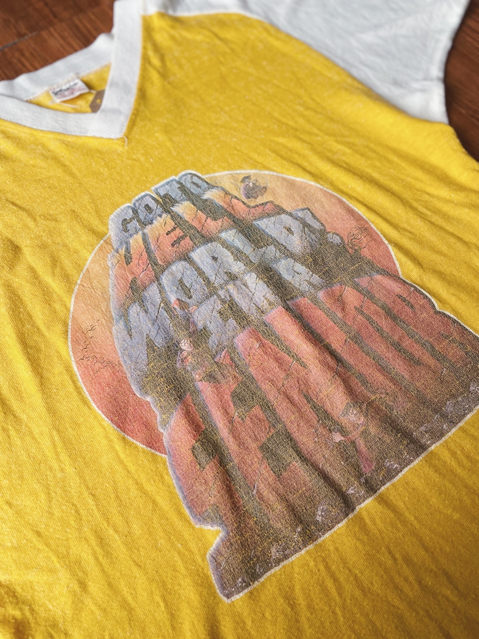 Vintage 80’s T-shirt / 古著Collegiate Pacific 校隊拼接滾邊短Ｔ