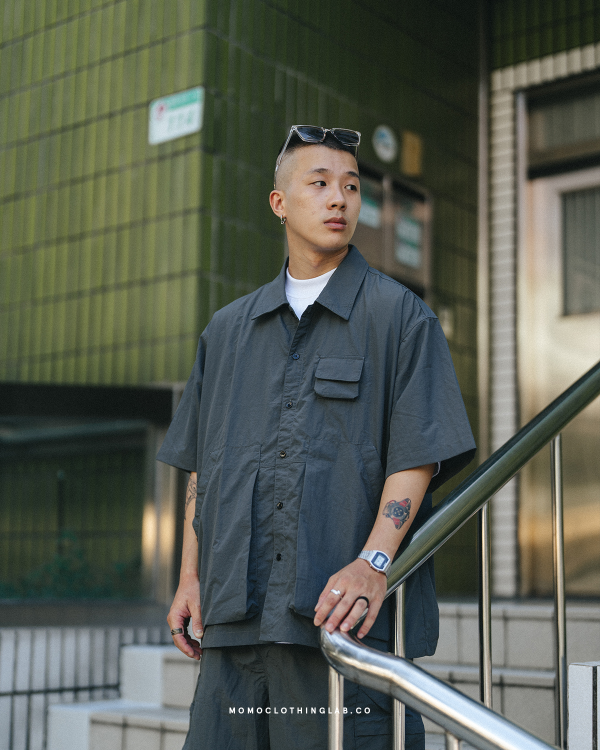 OurPick 日系工裝口袋休閒套裝 2色 A032