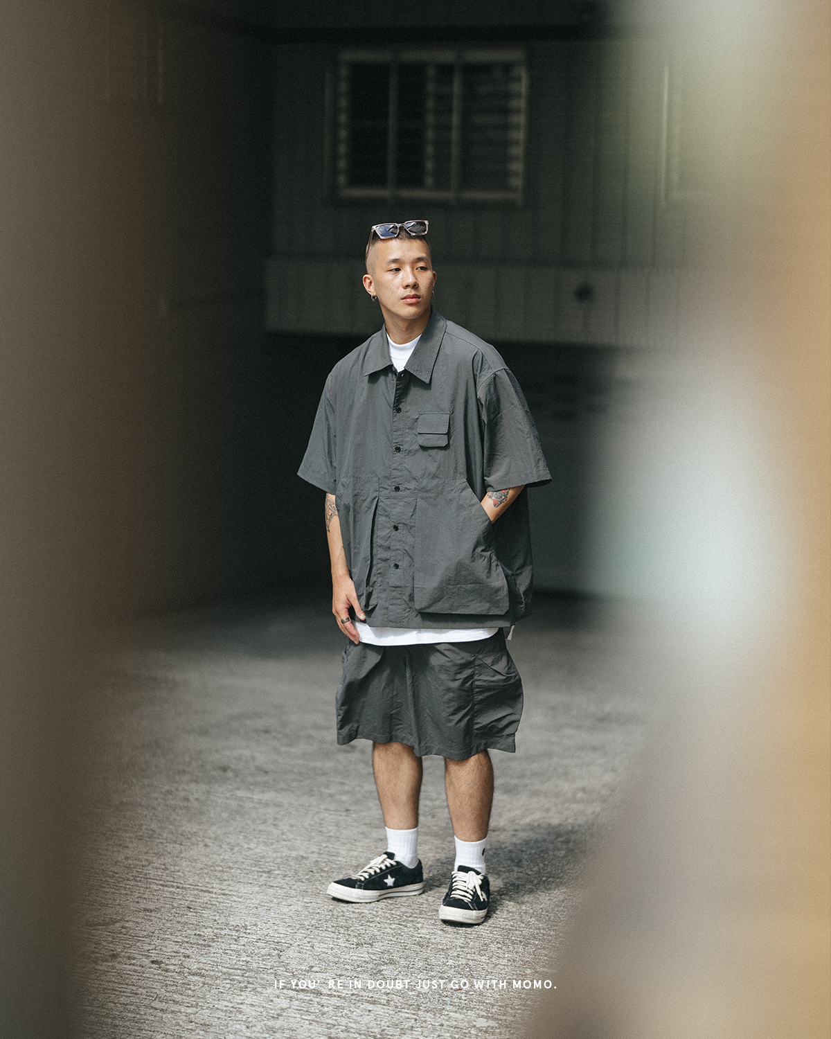 OurPick 日系工裝口袋休閒套裝 2色 A032